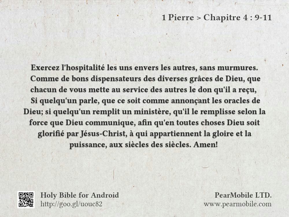 1 Pierre, Chapitre 4:9-11